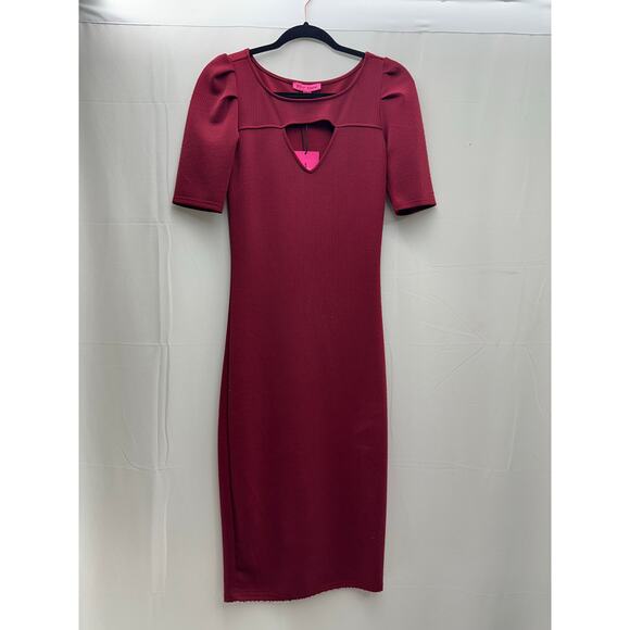Betsey Johnson Red Ribbed Fitted Dress XS NWTS - Picture 1 of 4